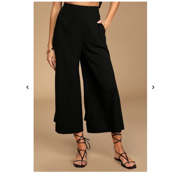 NWT Lulu's Sail With Me Black High-Waisted Wide-Leg Pants - Picture 2 of 3